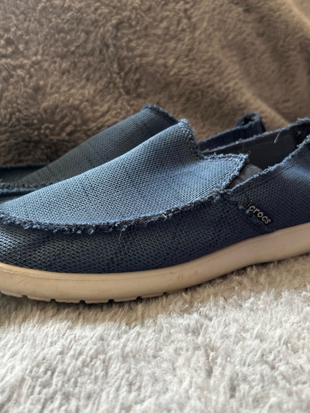 CROCS Men's Casual Slip-On Loafers in Blue with White Sole